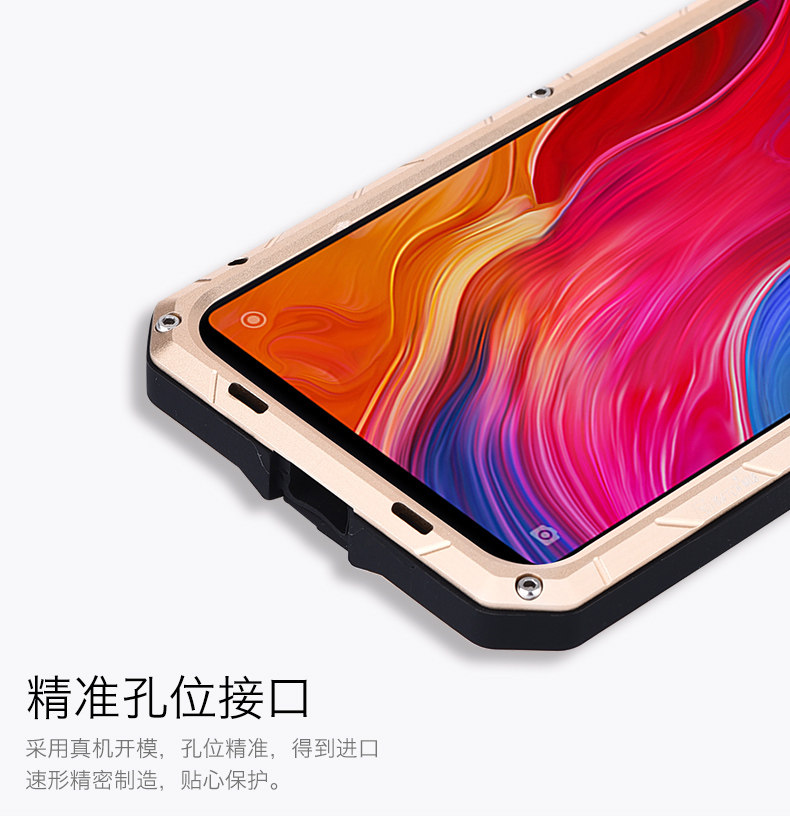 iMatch Water Resistant Shockproof Dust/Dirt/Snow-Proof Aluminum Metal Military Heavy Duty Armor Protection Case Cover for Xiaomi Mi 8