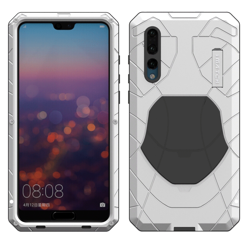 iMatch Water Resistant Shockproof Dust/Dirt/Snow-Proof Aluminum Metal Military Heavy Duty Armor Protection Case Cover for Huawei P20 & Huawei P20 Pro