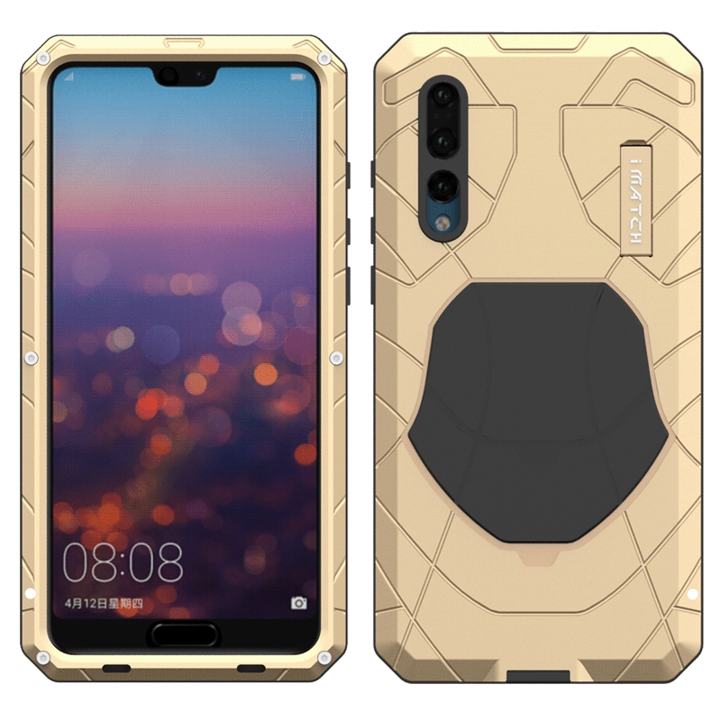iMatch Water Resistant Shockproof Dust/Dirt/Snow-Proof Aluminum Metal Military Heavy Duty Armor Protection Case Cover for Huawei P20 & Huawei P20 Pro