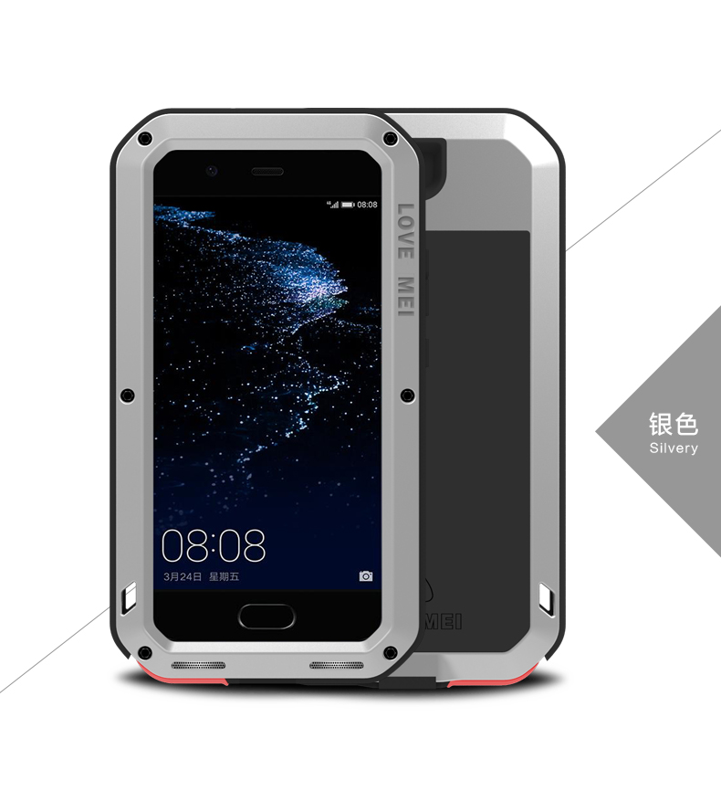LOVE MEI Powerful Water Resistant Shockproof Dust/Dirt/Snow Proof Aluminum Metal Outdoor Heavy Duty Case Cover for Huawei P10