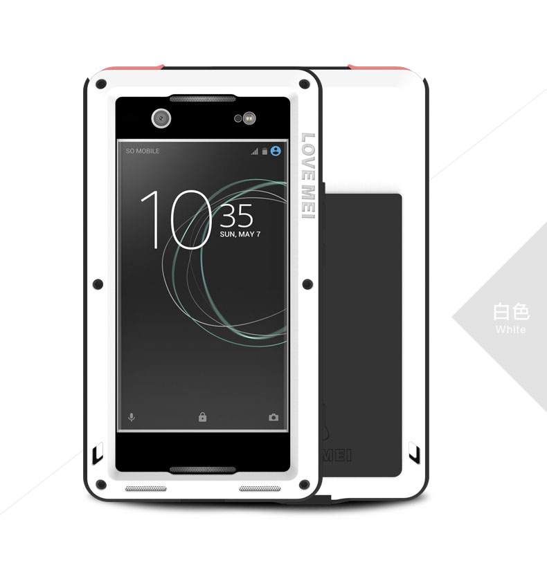 LOVE MEI Powerful Water Resistant Shockproof Dust/Dirt/Snow Proof Aluminum Metal Outdoor Gorilla Glass Heavy Duty Case Cover for SONY Xperia XA1 Ultra