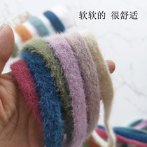 Autumn and winter knitted plush hollow round tube ribbon handmade hairpin hairband material diy bow garment accessories
