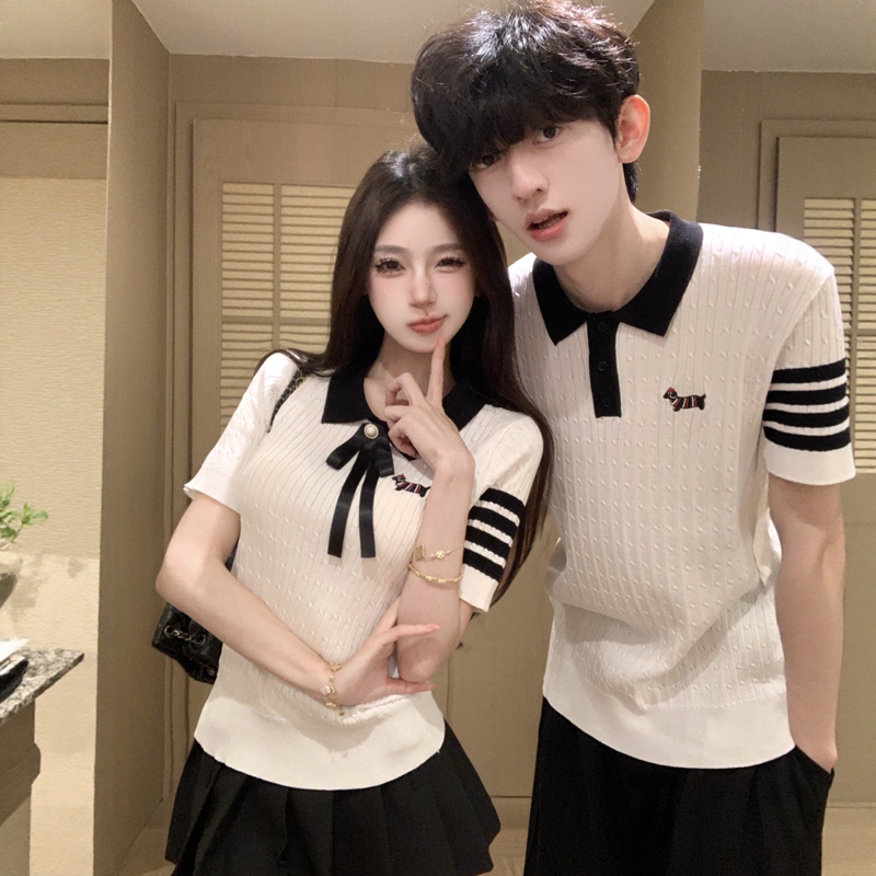 Couple's Clothing Summer 2026 New Korean Style High-End Niche Design Short-Sleeved T-Shirt Set French Style One Skirt One Shirt Couple's Clothing Summer 2026 New Korean Style High-End Niche Design Short-Sleeved T-Shirt Set French Style One Skirt One Shirt
