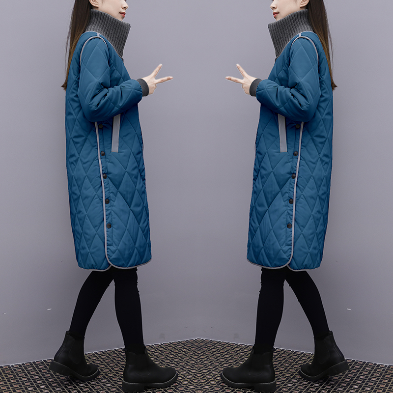 2025 Autumn and Winter New Cotton Coat for Women, Mid-Length Korean Style, Plus Size, Loose, Thickened Cotton Jacket, Over-The-Knee Cotton Padded Coat, Trendy