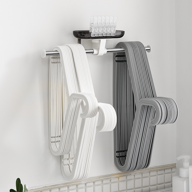 Hanger punch-free stainless steel storage artifact Yangtai storage shelf finishing rack household wall hanging clips to hang hangers