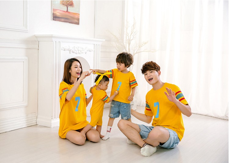 Gia đình mùa hè thân thiện với gia đình ba kích cỡ lớn cho con bú mẹ và con gái mẹ áo thun ngắn tay gia đình kỳ nghỉ bên bờ biển shop quần áo trẻ em đẹp