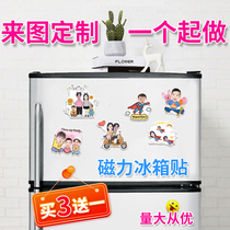 Diy custom refrigerator magnetic stickers photo creative cartoon parent-child couple kindergarten commemorative big head magnetic stickers