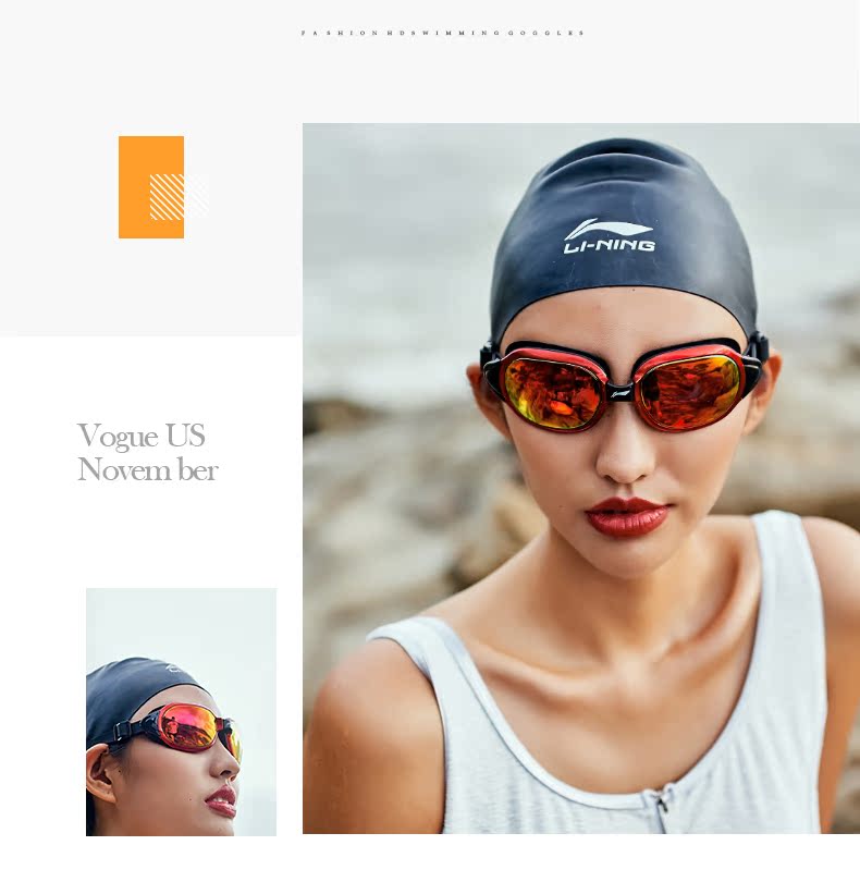 Kính râm Li Ning nam và nữ hộp lớn chống nước kính chống sương HD - Goggles kính lặn có ống thở