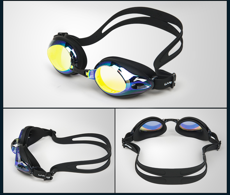 Kính râm Li Ning HD chống thấm nước và chống sương mù nam và nữ thiết bị kính bơi thời trang kính phẳng kính đua - Goggles kính bơi cận
