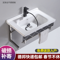Toilet hanging with bracket construction site integrated rental room outdoor simple ceramic wash basin wall-mounted combination simple