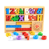 Children Wooden Multifunctional Arithmetic Learning Box Digital Building Blocks Count Beads Abacus Baby Maths Early Education Puzzle Toys