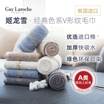 Ji Long Snow South Korea Imports pure cotton towel to absorb water without falling hair soft wash face Home increasing thickened male and female face towels