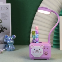 Сиреневая настольная лампа, с медвежатами