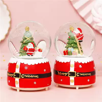 Crystal ball music box Music box Girl children birthday gift New Year gift Light music snow crystal ball
