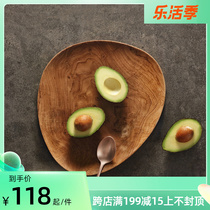 Carlac Indonesia Imported Good Wood Ware Restaurant Home Decoration Solid Wood Pallet Teak Fruit Pan Tea Tray