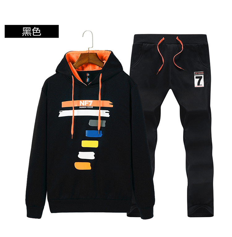Áo len dài tay cao cổ áo len nam Hood Học sinh Hàn Quốc Tide Cap Sports Set Two Piece Hoodie Set Nam mùa thu quần thể dục