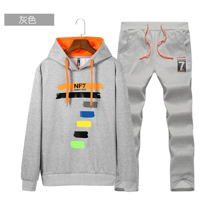 Áo len dài tay cao cổ áo len nam Hood Học sinh Hàn Quốc Tide Cap Sports Set Two Piece Hoodie Set Nam mùa thu quần thể dục