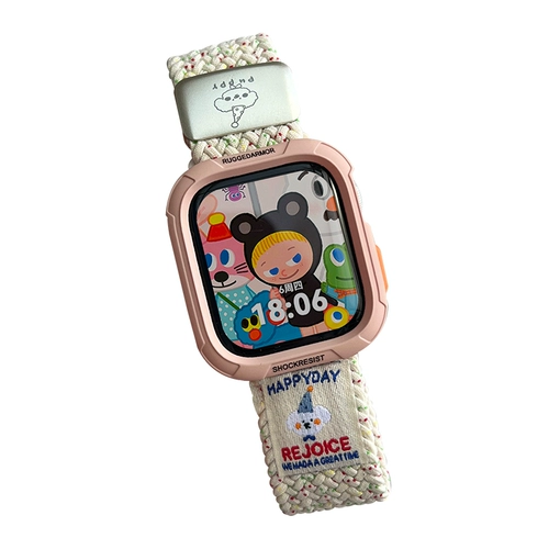 Подходит для Apple Watch Watch S10, тканый нейлоновый чехол с рисунком из мультфильма, чехол для iwatch 7/8 поколения, ремешок s9, комплект