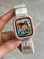 Пятна звездного света + розовая трехмерная мягкая оболочка - плетеная магнитная пряжка в виде собаки