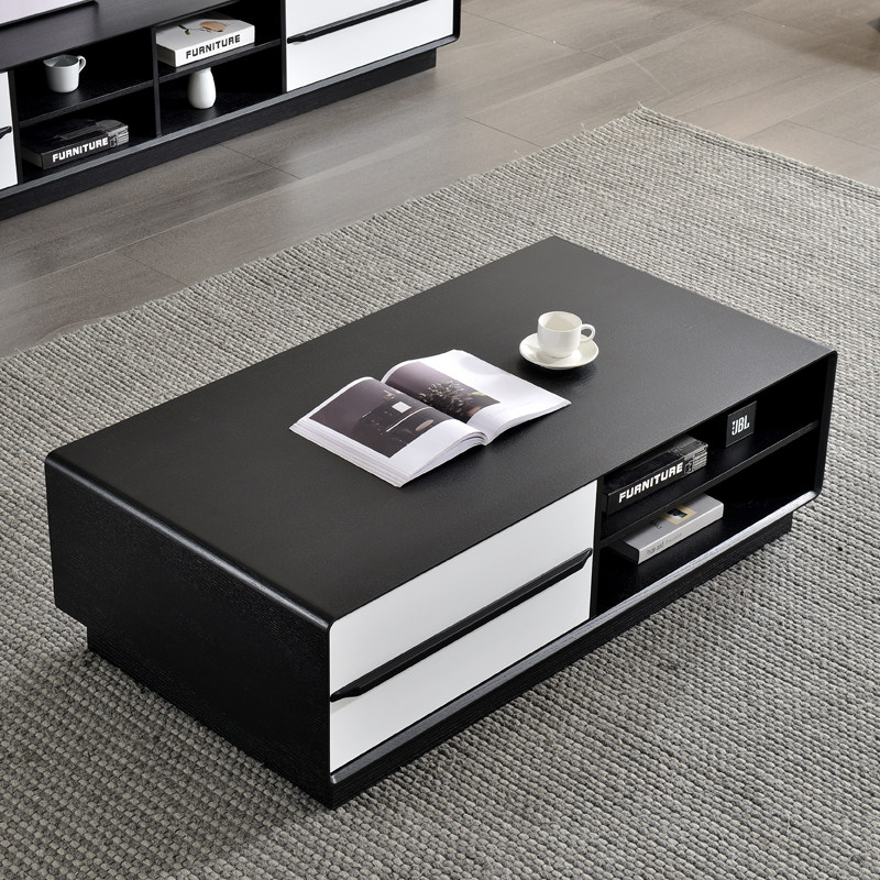 Modern minimalist tea table Nordic large and small household living room creative storage tea table walnut rounded square tea table