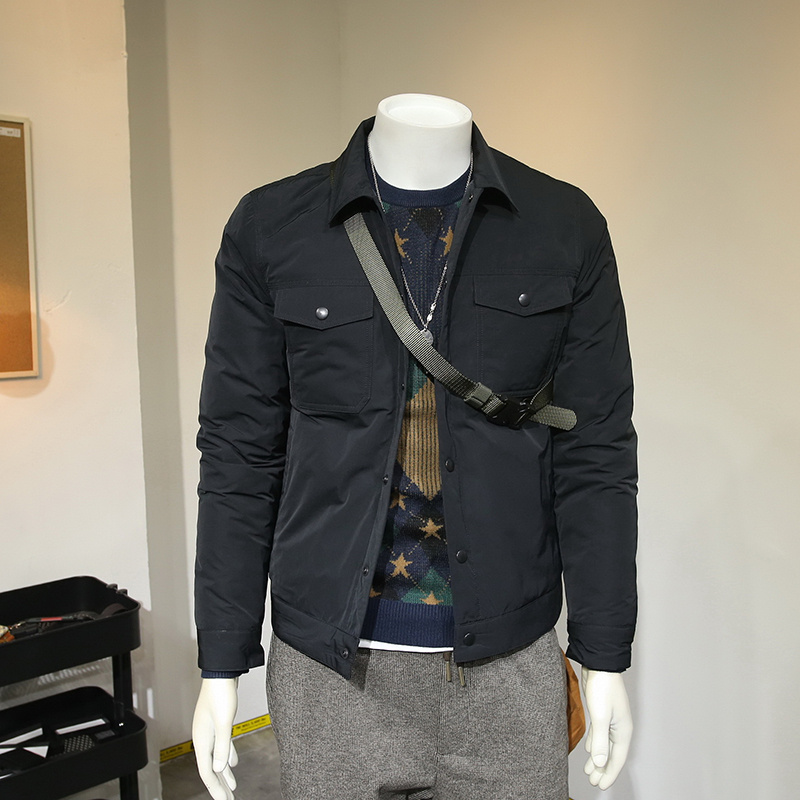 High-end workwear men's down jacket men's short 2021 burst collar winter coat men's casual all match winter clothing