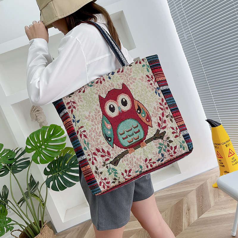 Korean version of the embroidered shoulder bag women's Korean version of the trendy handbag women's fashion canvas bag women's bag shopping bag women