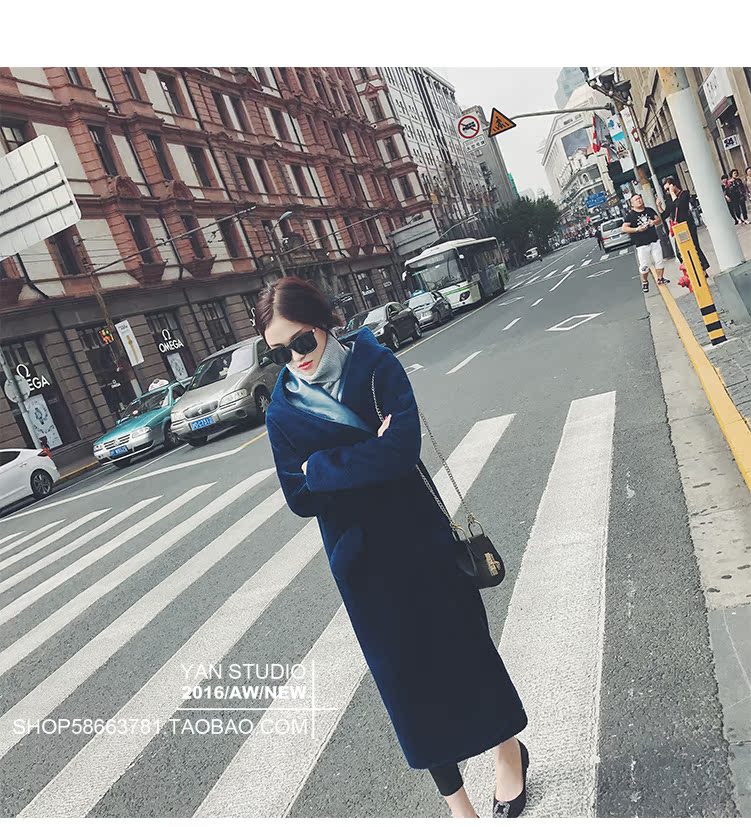 Mùa đông cừu xén lông một bộ lông dài phần lông trùm đầu mỏng lông cừu lông cỏ châu Âu và châu Mỹ màu xanh áo lông cừu chính hãng