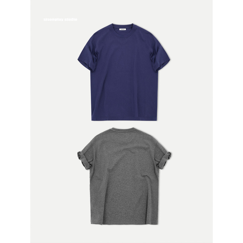 Sisonplay【670】Cotton Washed Short Round-Neck Casual T-Shirt, New Summer High-End Men's Clothing, Simple Style