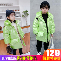 Girls wash-free 2020 new baby girl long fur collar down jacket small children foreign style girl winter clothing