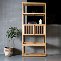 New Chinese Bogu rack Simple solid wood shelf Black walnut tea cabinet Zen tea room furniture display rack