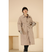 Miss Hadtooth Chen Aijia 90 White Duck Lamb Hair Collar Thickened Loose Long Pike Down Jacket Jacket