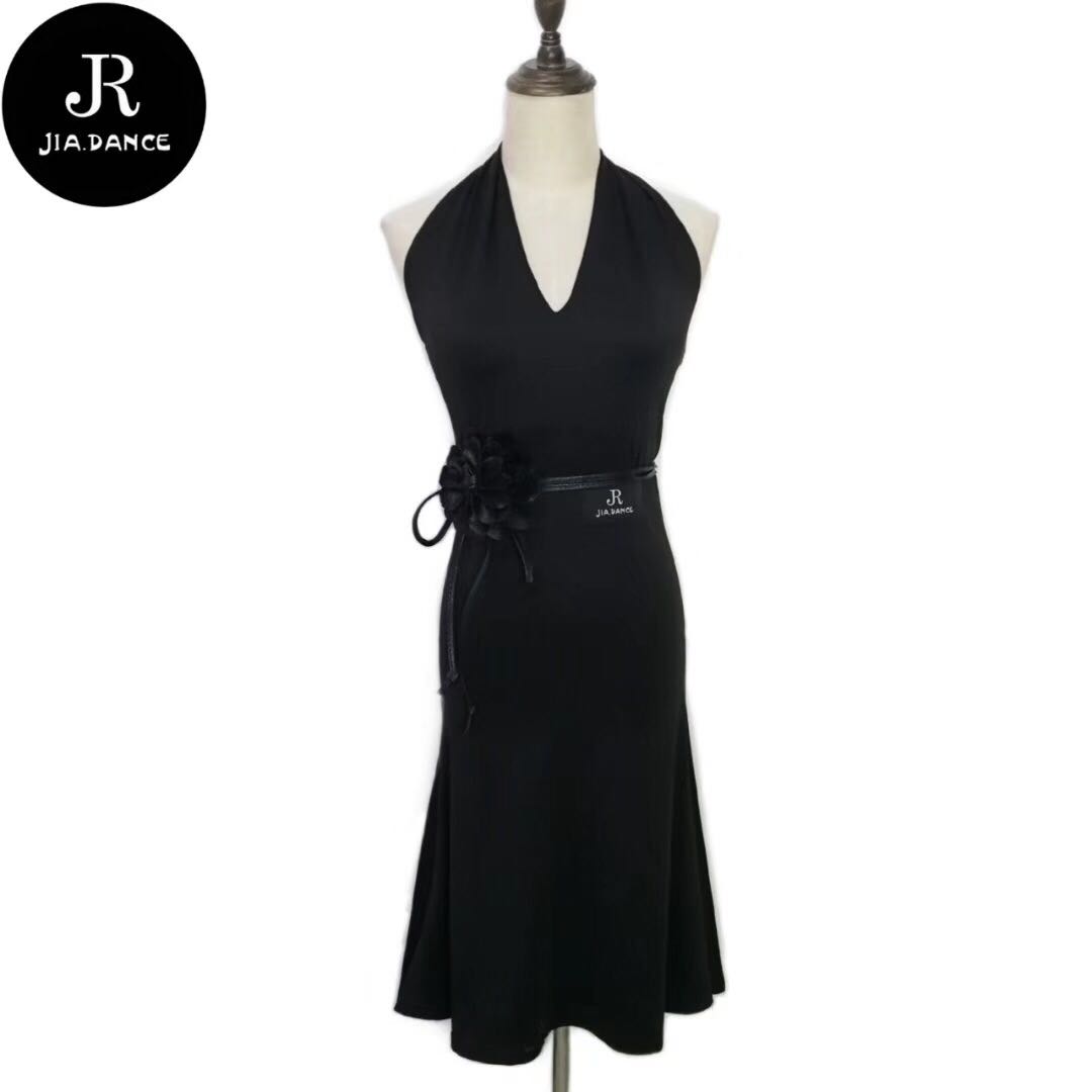 JIA DANCE Latin dance new foreign dress female hanging neck and back Latin American dress with belt R24