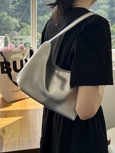 Небольшая дизайнерская сумка подмышку, небольшая сумка, сумка через плечо, серебряная сумка на одно плечо, Южная Корея