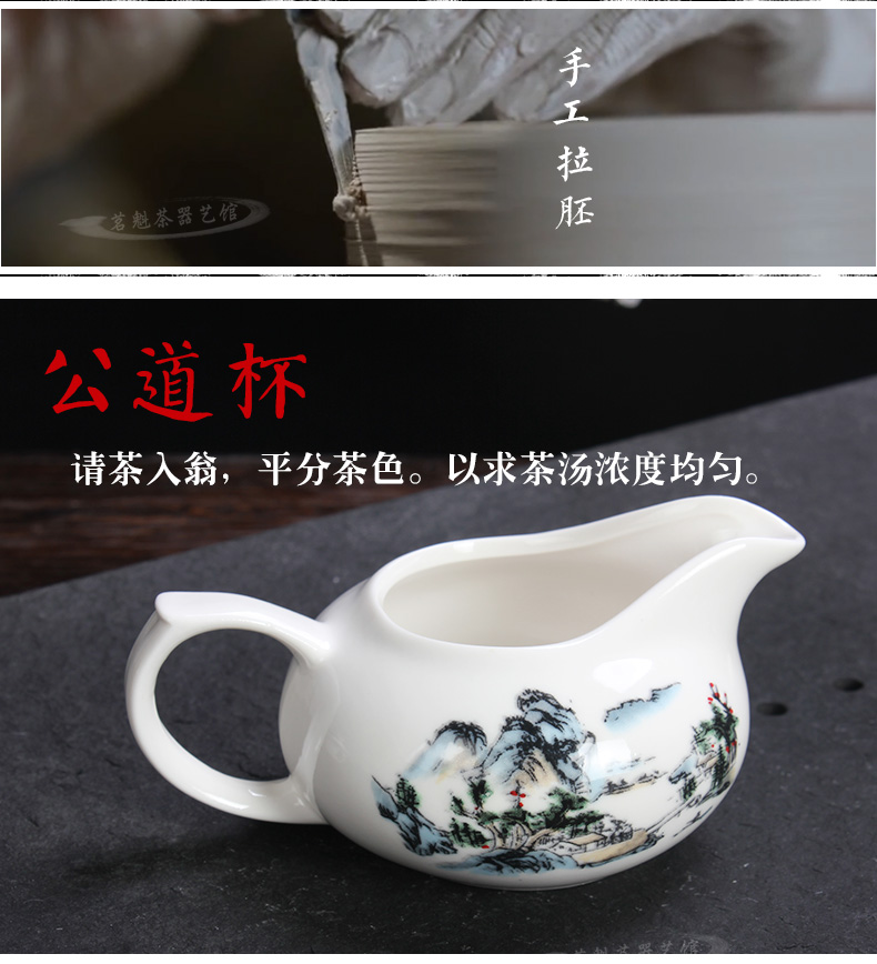 Bộ trà đặc biệt cung cấp Kung Fu bộ trà gốm tea cup set trắng sứ đặt màu xanh và trắng sứ cup nắp bát trà bộ