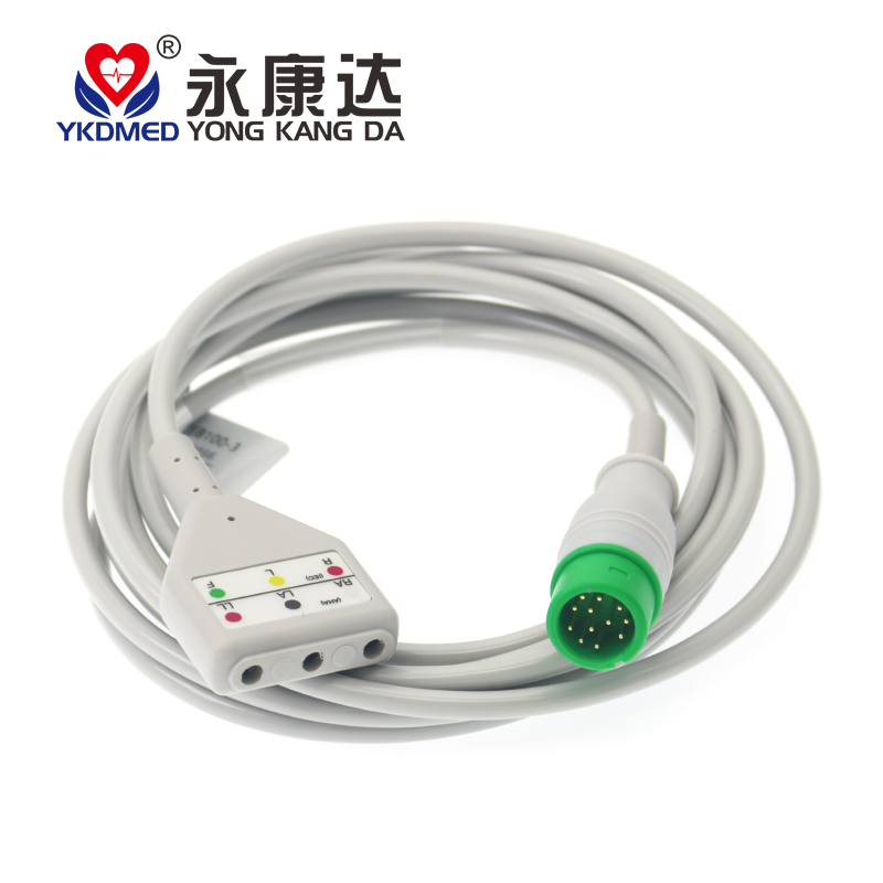 Compatible with Coman comen monitor C50 C60 to DIN10 Type 5 3-lead 12-pin lead wire cable