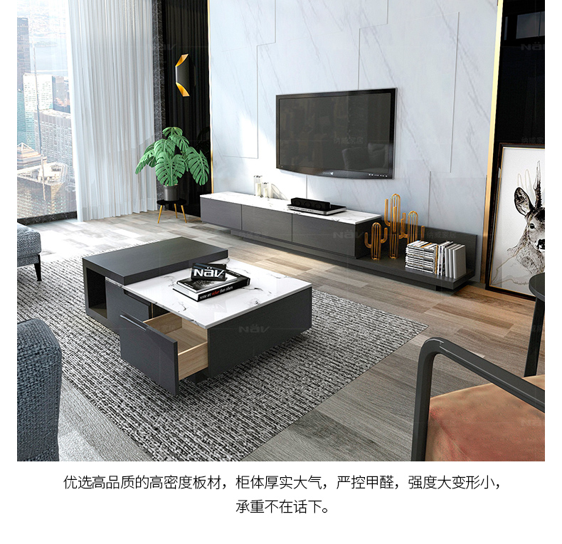 Bàn cà phê bằng đá cẩm thạch Neville kết hợp tủ bếp hình chữ nhật giường gỗ đẹp