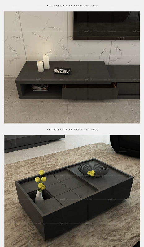 Neville đơn giản hiện đại matt TV tủ bàn cà phê kết hợp Bàn ghế phòng khách có thể thu vào tủ TV FB75