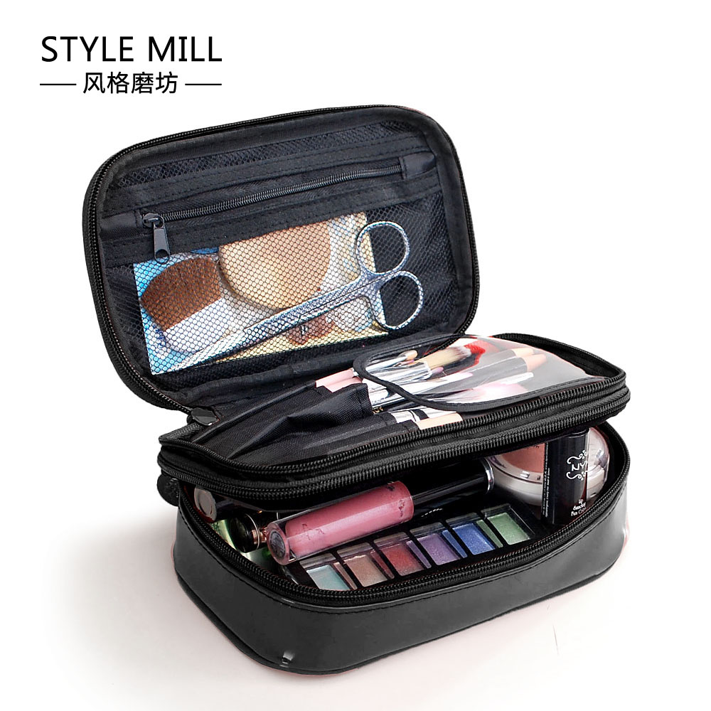 New Korea small size makeup bag with portable mini handbag type double layer large capacity waterproof containing bag