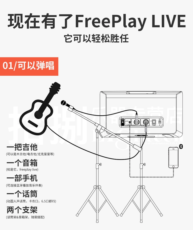 Guitar chơi sạc loa Bluetooth ngoài đường bán hát hát sạc âm thanh trống bàn phím dân gian Freeplay - Loa loa