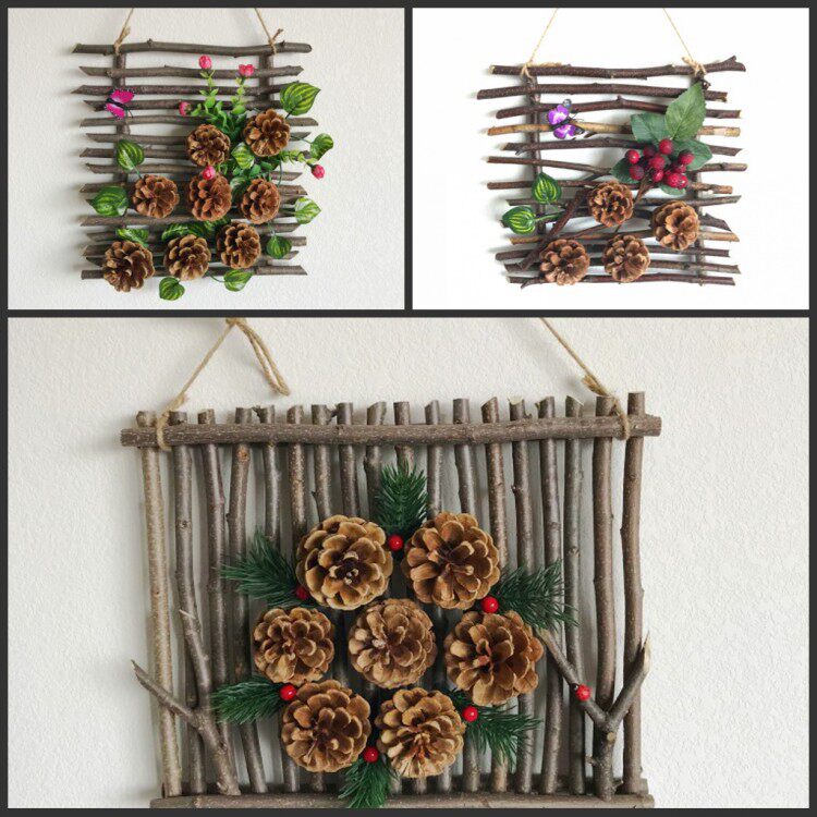 Dried branches Rattan circle five-pointed star simulation dried flowers diy kindergarten home decoration hanging ornaments hanging ornaments Photo wall