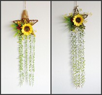 Dried branches and rattan rings five-pointed star simulation dried flower diy kindergarten home accessories hanging ornaments photo wall