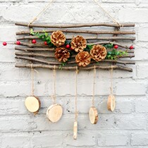 Natural hemp rope pine cone decoration pendant dry branches dried flower bird creative handmade Christmas pastoral diy wall hanging