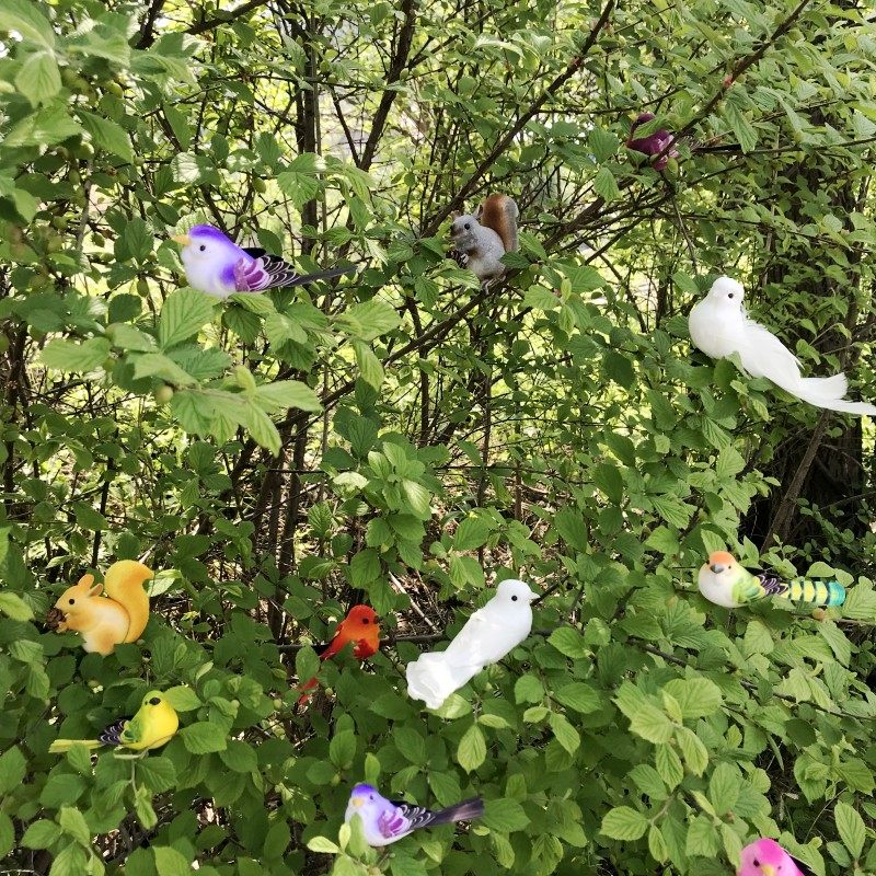 Imitation bird boutique flocking color bird white pigeon squirrel magpie butterfly dragonfly home accessories handmade materials
