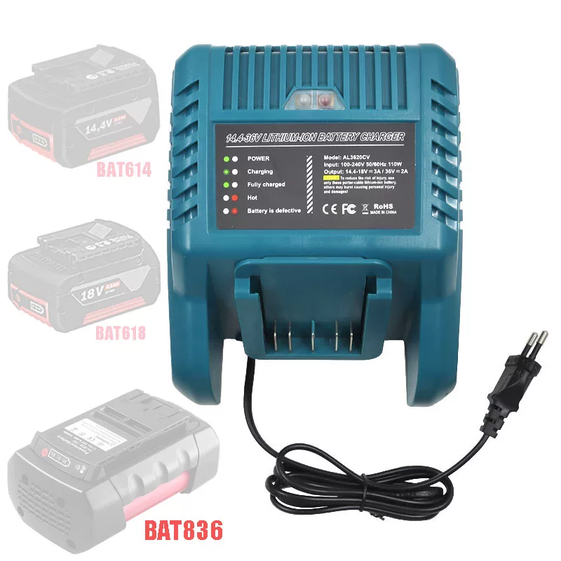 Совместимый зарядное устройство для аккумулятора Bosch AL3620CV GAL3680CV 14.4V 18V 36V BAT609