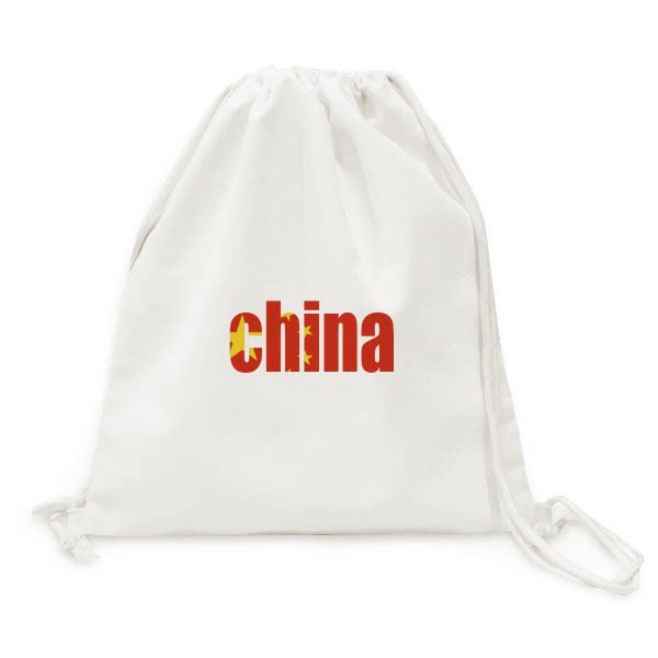 Chinese English name rucksack shopping travel double shoulder drawstring drawstring school bag