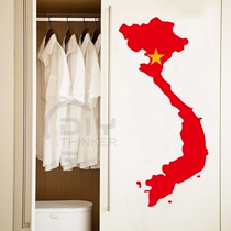 Bedroom Living Room Office Classroom DIY Vietnam Flag Map waterproof adhesive sticker Painted Wall Sticker Applid