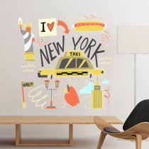 Statue of Liberty graffiti cartoon art illustration background wall sticker living room bedroom window decoration