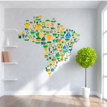 Eat and drink Play in Brazil Map Brazil Games bedroom Living room Windows Windows Removable transparent Painted Wall Stickers