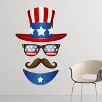 American uncle Sam pattern graffiti art cartoon illustration background wall sticker Living room bedroom window decoration
