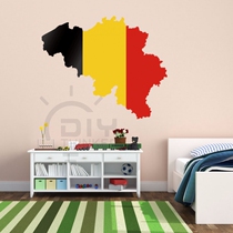 Bedroom Living Room Office Classroom DIY Belgium Flag Map waterproof adhesive sticker Painted Wall Sticker Applid